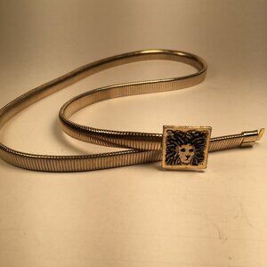Vintage Ann Klein Novelty Stretch Metal Lion Buckle Belt     DISCOUNTED SHIPPING